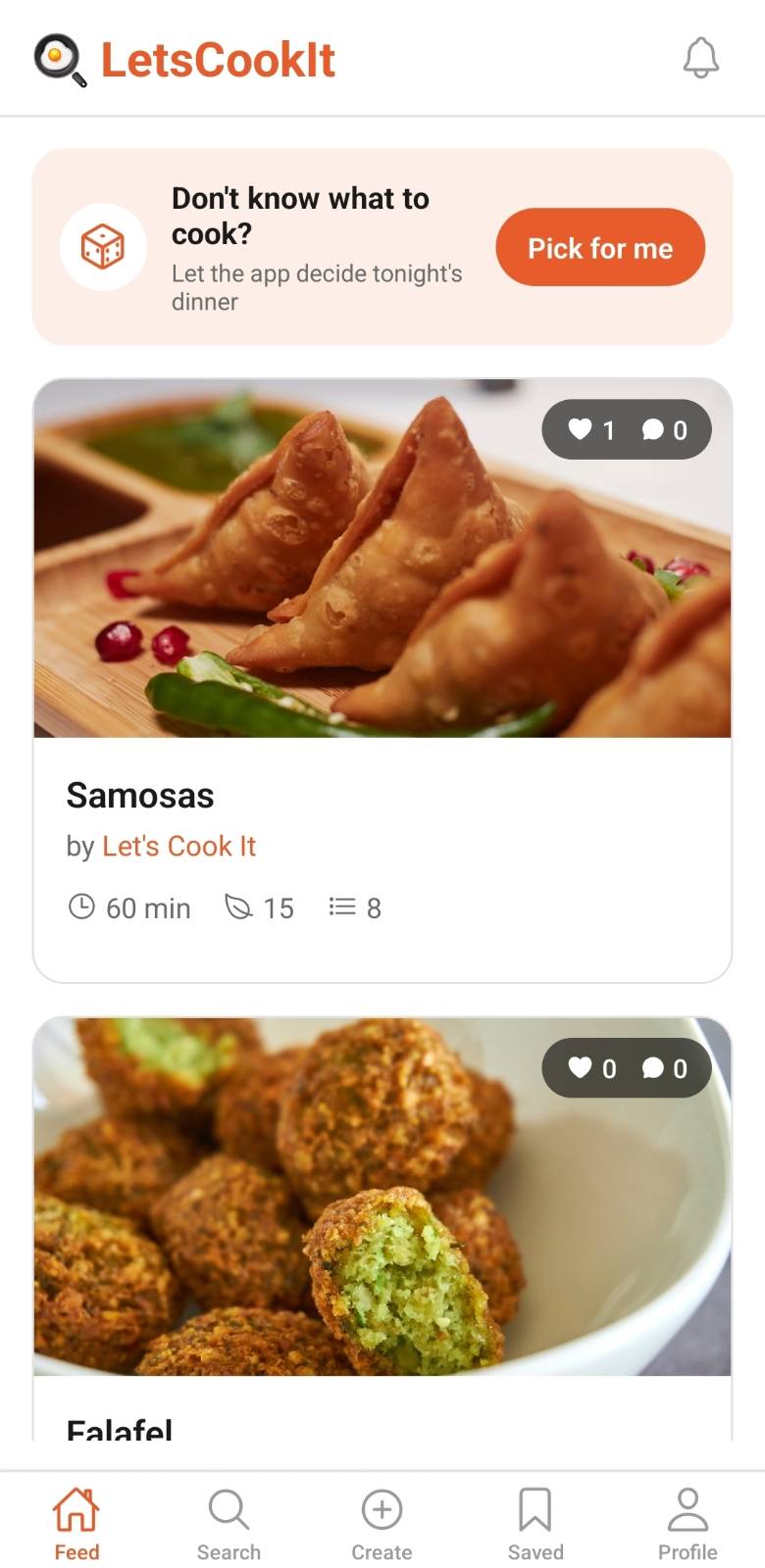 LetsCookIt — Pick for me recipe suggestion
